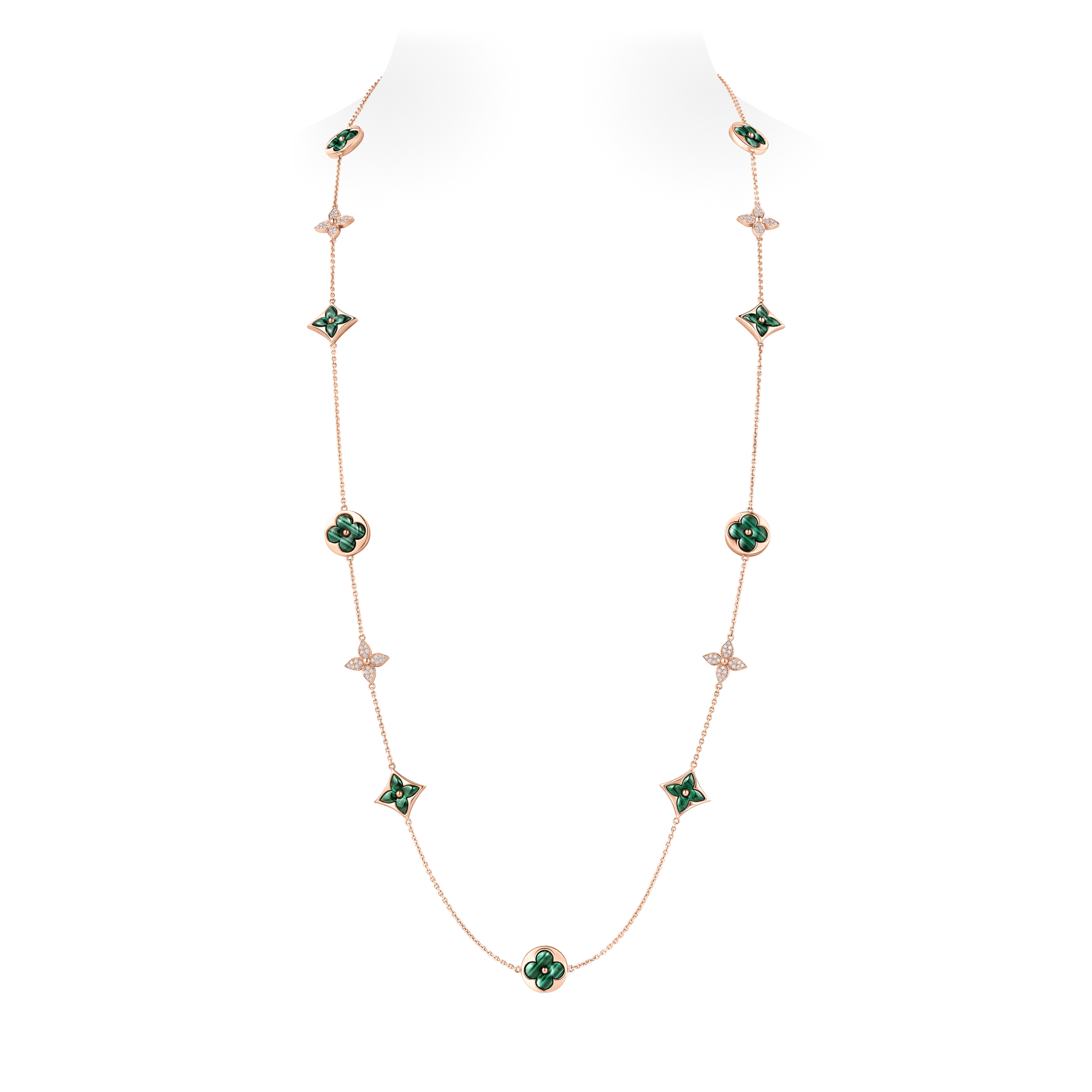 Color Blossom M Star and Sun Multi-Motif Long Necklace, Pink